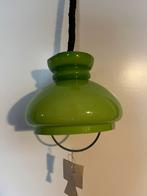 Groene retro hanglamp van glas in hoogte verstelbaar, Ophalen of Verzenden, Huis en Inrichting