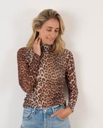 Ganni top Printed Mesh Long Sleeve Rollneck Leopard, Bruin, Ganni, Maat 42/44 (L), Ophalen of Verzenden