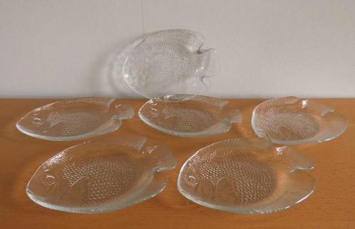 Vintage glazen visbordjes., Antiek en Kunst, Antiek | Glas en Kristal, Ophalen of Verzenden