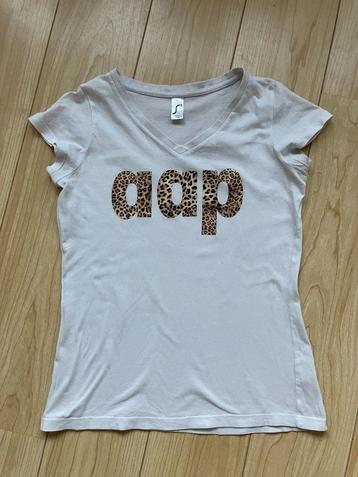 Wit shirt met tekst aap maat M beschikbaar voor biedingen