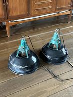 Stoere set industriele fabriekslampen, Huis en Inrichting, Lampen | Hanglampen, Gebruikt, Vintage, Ophalen of Verzenden, Metaal