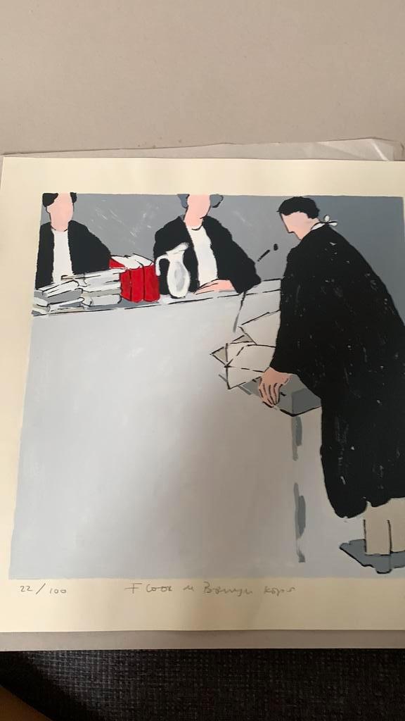 zeefdrukken De Rechtbank Floor de Bruyn Kops, Antiek en Kunst, Kunst | Litho's en Zeefdrukken, Ophalen of Verzenden