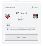 2x ticket tegen nec, Tickets en Kaartjes, Twee personen