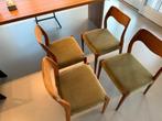 6 Vintage Niels Otto Møller Model 71 stoelen, 2 kapot, Huis en Inrichting, Ophalen, Gebruikt, Overige kleuren, Vintage, Scandinavisch design