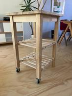 BEKVÄM Roltafel, berken, 58x50 cm, Huis en Inrichting, Tafels | Bijzettafels, Ophalen, Vierkant, 55 tot 75 cm, Zo goed als nieuw