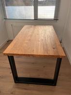 Industriële Eetkamertafel 163 x 92 x 77 cm, Ophalen, Teakhout, 50 tot 100 cm, Zo goed als nieuw
