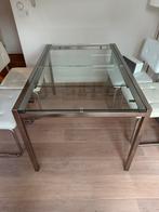 Uitschuifbare glazen eettafel, Huis en Inrichting, Tafels | Eettafels, Ophalen, 50 tot 100 cm, Zo goed als nieuw, Vijf personen of meer