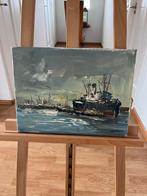 Olieverfschilderij Havengezicht, Ophalen of Verzenden