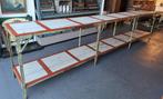 Antieke industrielle winkel stelling presentatietafel 505 cm, Ophalen