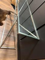 Luxe Design Tafel - Glas & Metaal, Huis en Inrichting, Tafels | Sidetables, Ophalen, 100 tot 150 cm, Glas, Zo goed als nieuw
