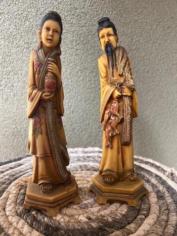 Chinese beeldje set hars geisha keizer chinees aziatisch beschikbaar voor biedingen