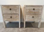 2 x solid wood bedside tables, Ophalen, Gebruikt, 45 tot 65 cm, 70 cm of meer