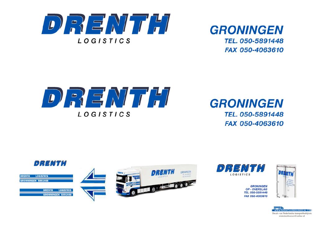 Vrachtauto decal 1:50 Drenth Groningen DAF XF, Verzenden, Nieuw, Bus of Vrachtwagen, Overige merken