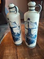 2 Delfts Blauwe Jeneverflessen, Ophalen, Gebruikt, Blauw, Aardewerk of Porselein
