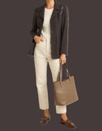 Absolu Paris blazer met leren details maat 38, Maat 38/40 (M), Bruin, Ophalen of Verzenden, Jasje