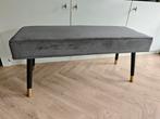 Leuk velvet halbankje /decoratief bankje grijs/zwart/goud, Ophalen, Hout, Minder dan 50 cm, 75 tot 100 cm