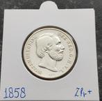 1 Gulden 1858 ( Zfr + ), Postzegels en Munten, Munten | Nederland, 1 gulden, Koning Willem III, Zilver, Ophalen of Verzenden