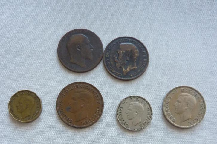 6 munten united kingdom Edward VII, George V VI pence shilli, Postzegels en Munten, Munten | Europa | Niet-Euromunten, Losse munt