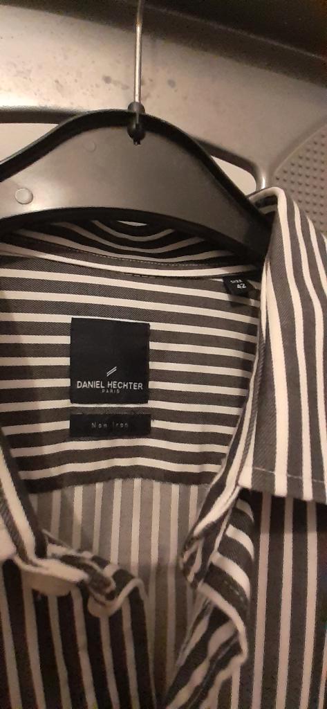 Zwart/donkergrijs wit gestreept overhemd L Daniel Hechter !, Kleding | Heren, Overhemden, Nieuw, Halswijdte 41/42 (L), Zwart, Ophalen of Verzenden
