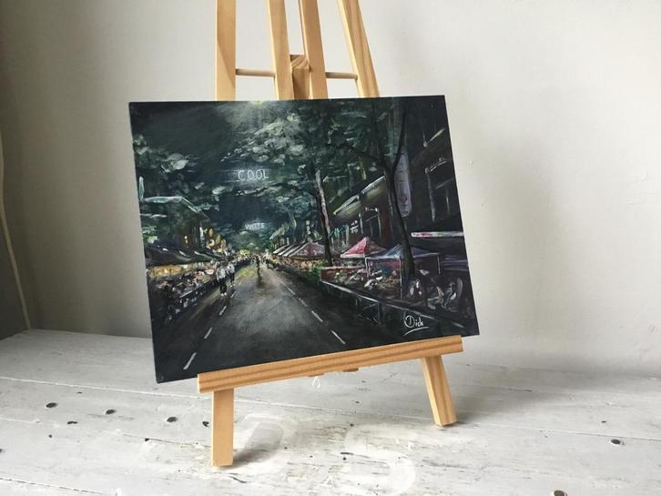 Olieverf schilderij Witte de Withstraat Rotterdam, Antiek en Kunst, Kunst | Schilderijen | Klassiek, Ophalen of Verzenden
