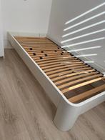 Een persoons bed met bodem, Ophalen, 90 cm, Eenpersoons, Wit