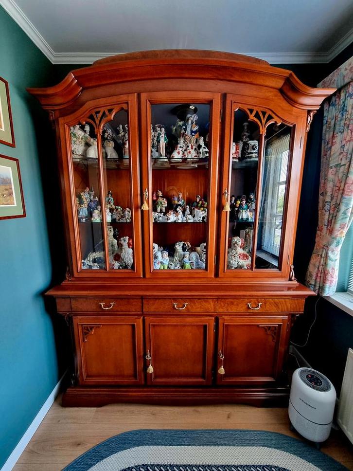 ANTIEKE MAHONIE BUFFETKAST/VITRINEKAST, Huis en Inrichting, Kasten | Buffetkasten, Zo goed als nieuw, 200 cm of meer, 150 tot 200 cm