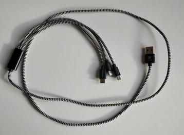 Kabel USB naar MicroUSB, USB-C, Lightning, lengte 1.25 m beschikbaar voor biedingen