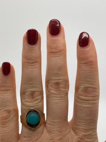 Z668 Prachtige zilveren ring goudkleurig maat 18 beschikbaar voor biedingen