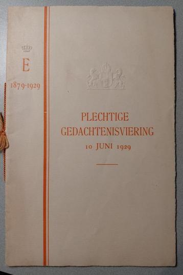 programmaboekje, Gedachtenisviering Koninginmoeder 1929 beschikbaar voor biedingen