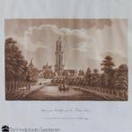 Antieke aquatint Domtoren Utrecht, Antiek en Kunst, Ophalen of Verzenden