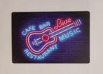 Cafe bar music restaurant neon look gitaar metalen wandbord, Info@deconoord.nl, Verzenden, Deco Noord, Nieuw