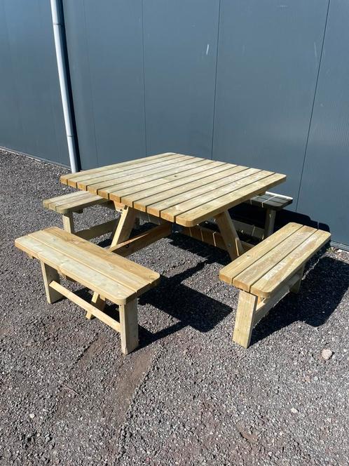 LEEGVERKOOP! Vierkante picknicktafels | Tuintafel | Tuinbank, Tuin en Terras, Picknicktafels, Nieuw, Vierkant, Hout, Ophalen