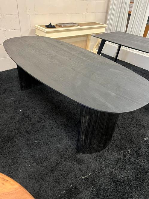 Eettafel Japandi deens ovaal zwart 220cm, Huis en Inrichting, Tafels | Eettafels, Nieuw, 100 tot 150 cm, 200 cm of meer, Vijf personen of meer