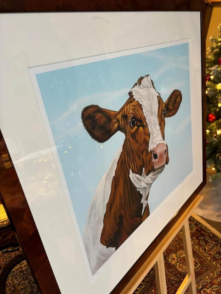 Clara Bastian (1964) - Koe 8556 (bont), Antiek en Kunst, Kunst | Schilderijen | Klassiek, Ophalen of Verzenden