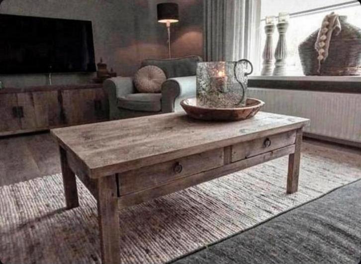 ~Stoer Sober Landelijk Houten Salontafel~, Huis en Inrichting, Woonaccessoires | Overige, Ophalen of Verzenden