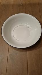 ANTIEKE WIT EMAILLE WASKOM SCHAAL  MET BLAUWE BIES., Antiek en Kunst, Ophalen of Verzenden