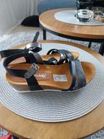 Nieuwe leren sandalen 38 zwart zilver, Kleding | Dames, Schoenen, Ophalen of Verzenden, Zo goed als nieuw, Zwart