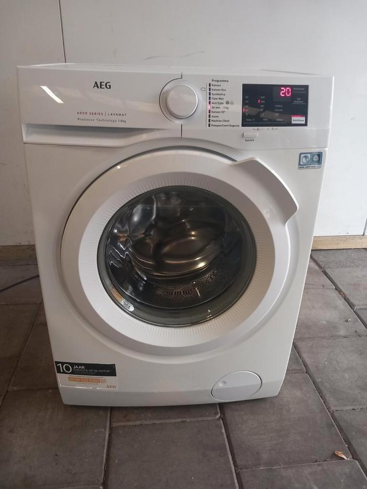 Wasmachine Aeg, Witgoed en Apparatuur, Wasmachines, Gebruikt, Voorlader, 8 tot 10 kg, 85 tot 90 cm, 1200 tot 1600 toeren, Energieklasse A of zuiniger