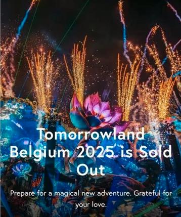 Tomorrowland 2025 Vip Tickets meer informatie zie bericht  beschikbaar voor biedingen