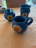 3 potten in kobalt/blauw uit Zuid-Frankrijk, knoflook etc, Ophalen, Zo goed als nieuw, Overige materialen, Pot, Bus of Blik