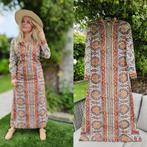 Vintage Indian blockprint kaftan jurk romy Boomsma Laura Ash, Maat 38/40 (M), Ophalen of Verzenden, Zo goed als nieuw, Vintage