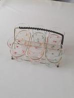 vintage rockabilly rekje met 6 glazen zie de fotos, Verzamelen, Glas en Borrelglaasjes, Verzenden, Gebruikt, Waterglas