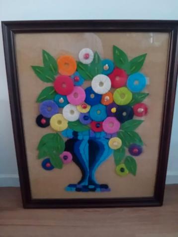 Curiosa Schilderij Gemaakt van Wol in Prachtige Staat.  beschikbaar voor biedingen