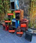 Industriele kroepoek blik lantaarn windlicht india brocante, Huis en Inrichting, Woonaccessoires | Kandelaars en Kaarsen, Overige materialen
