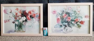 2 Ingelijste Aquarellen beschikbaar voor biedingen