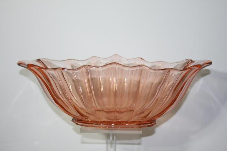 Grote ovale Rosaline glazen schaal, Antiek en Kunst, Antiek | Glas en Kristal, Ophalen
