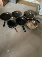 6 koekenpannen, Huis en Inrichting, Keuken | Potten en Pannen, Ophalen of Verzenden, Zo goed als nieuw, Rvs, Koekenpan of Braadpan
