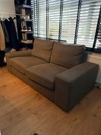 Mooie moderne 2-zits bank met bijpassende opbergpoef - grijs, Huis en Inrichting, Ophalen, 125 cm of meer, Zo goed als nieuw, 75 tot 100 cm