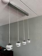 Led hanglamp met 4 glazen bollen met rvs, Ophalen, Zo goed als nieuw, 75 cm of meer