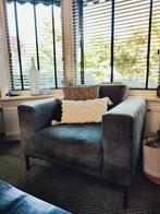 Robuust olijfgroene fauteuil, Ophalen, 75 tot 100 cm, Zo goed als nieuw, Metaal
